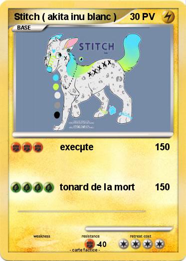 Pokemon Stitch ( akita inu blanc )