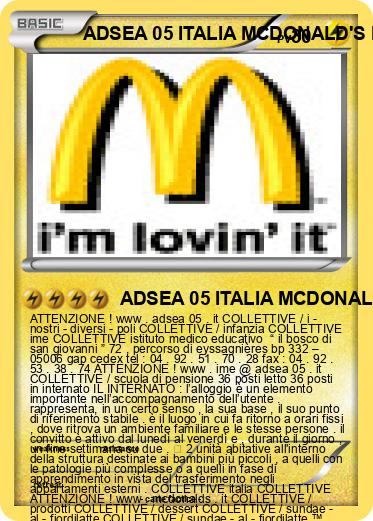 Pokemon ADSEA 05 ITALIA MCDONALD'S ITALIA IME ITALIA