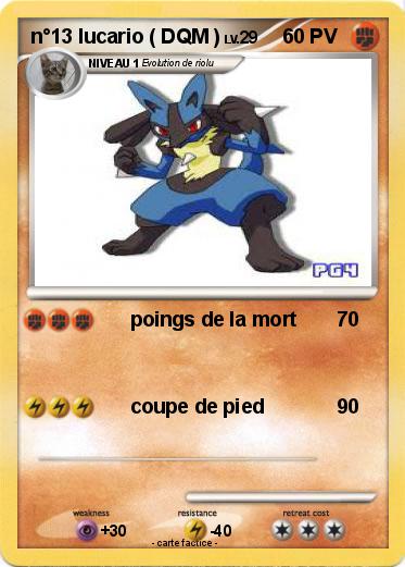 Pokemon n°13 lucario ( DQM )