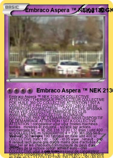 Pokemon Embraco Aspera ™ NEK 2130 GK COLLECTIVE