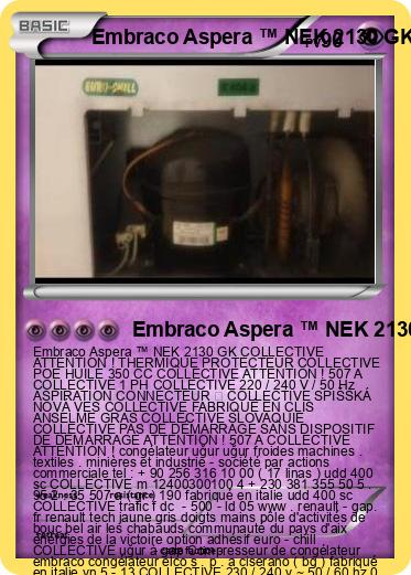 Pokemon Embraco Aspera ™ NEK 2130 GK COLLECTIVE