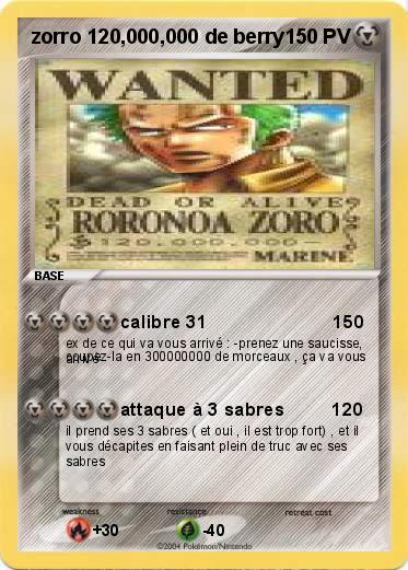 Pokemon zorro 120,000,000 de berry
