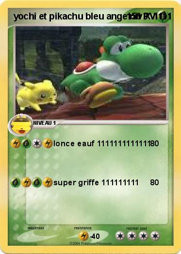 Pokemon yochi et pikachu bleu ange niv X 1111
