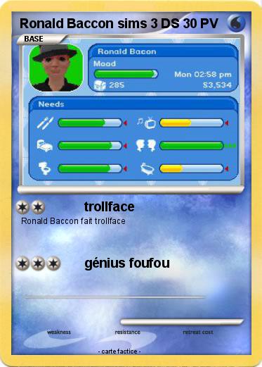 Pokemon Ronald Baccon sims 3 DS