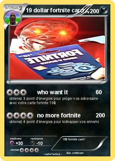 Pokemon 19 dollar fortnite card