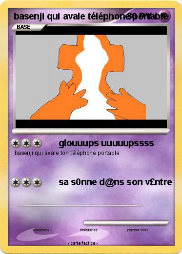 Pokemon basenji qui avale téléphone portable