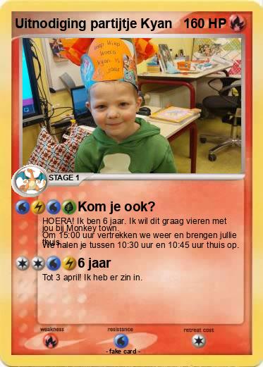 Pokemon Uitnodiging partijtje Kyan