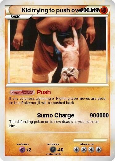 Pokemon Kid trying to push over sumo