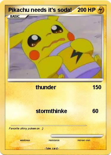 Pokemon Pikachu needs it's soda!