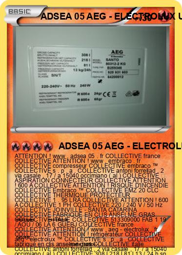 Pokemon ADSEA 05 AEG - ELECTROLUX UNITÉ A INTERNAT IME FRANCE