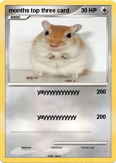 Pokemon months top three card