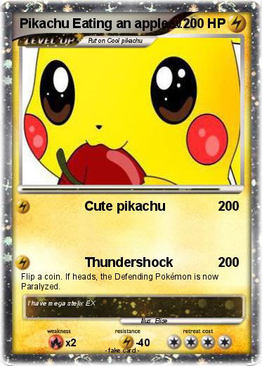 Pokemon Pikachu Eating an apple