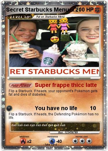 Pokemon Secret Starbucks Menu