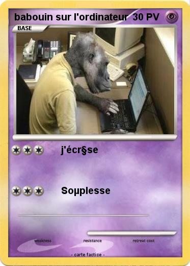 Pokemon babouin sur l'ordinateur