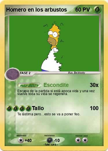 Pokemon Homero en los arbustos