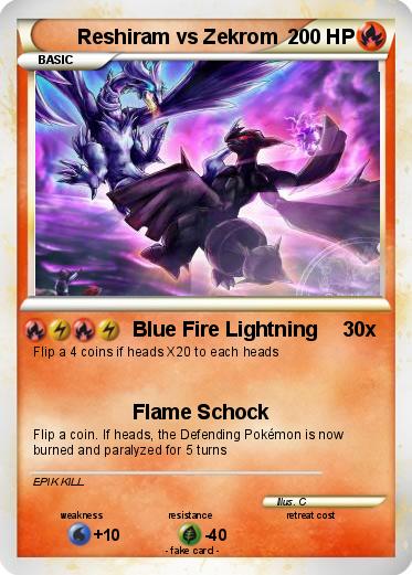 Pokémon Reshiram Vs Zekrom 69 69 Blue Fire Lightning My Pokemon Card