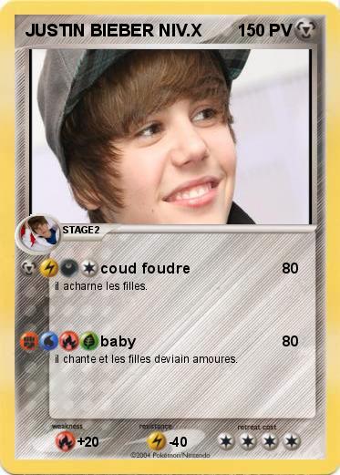 Pokemon JUSTIN BIEBER NIV.X