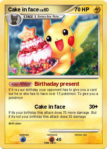 Pokemon Cake in face