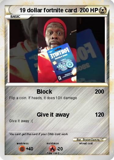 Pokemon 19 dollar fortnite card