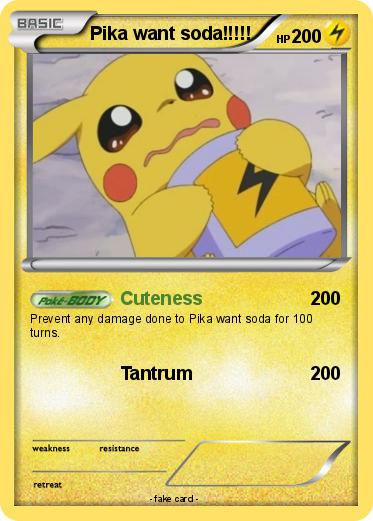 Pokemon Pika want soda!!!!!