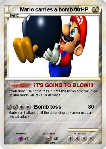 Pokemon Mario carries a bomb om