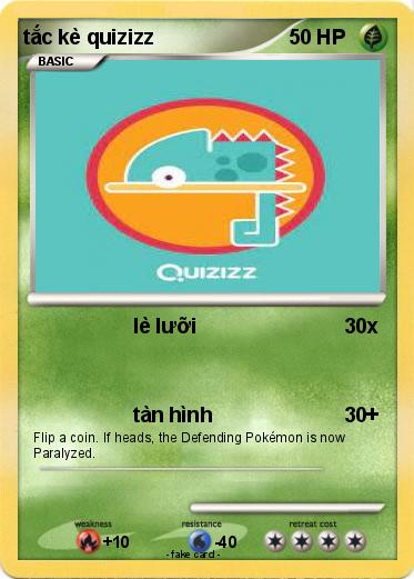 Pokemon tắc kè quizizz
