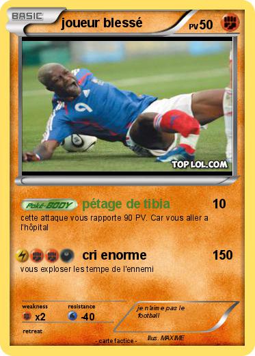 Pokemon joueur blessé