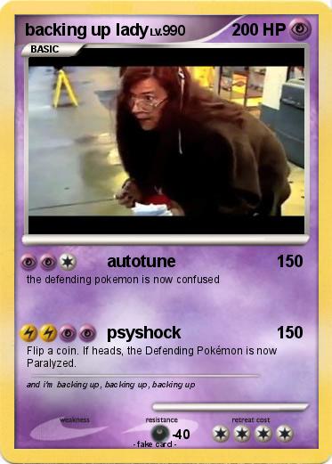 Pokemon backing up lady