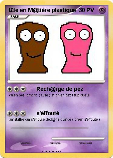 Pokemon t£te en M@tière plastique