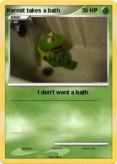 Pokemon Kermit takes a bath