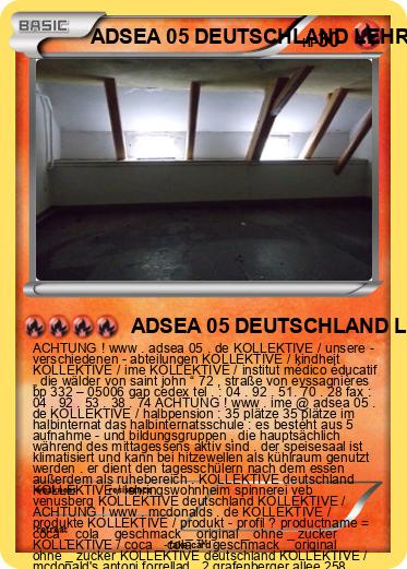 Pokemon ADSEA 05 DEUTSCHLAND LEHRINGSWOHNHEIM VEB SPINNEREI VENUSBERG DEUTSCHLAND IME DEUTSCHLAND