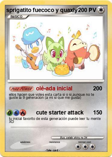 Pokemon sprigatito fuecoco y quaxly