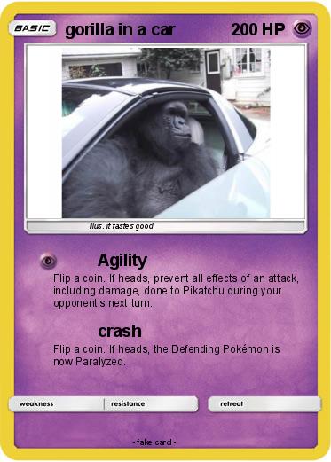 Pokemon gorilla in a car