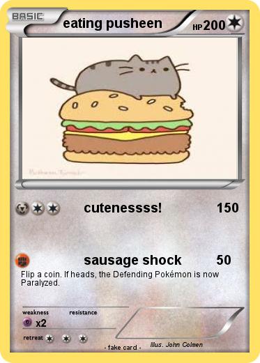 Pokemon eating pusheen