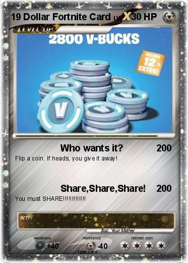 Pokemon 19 Dollar Fortnite Card