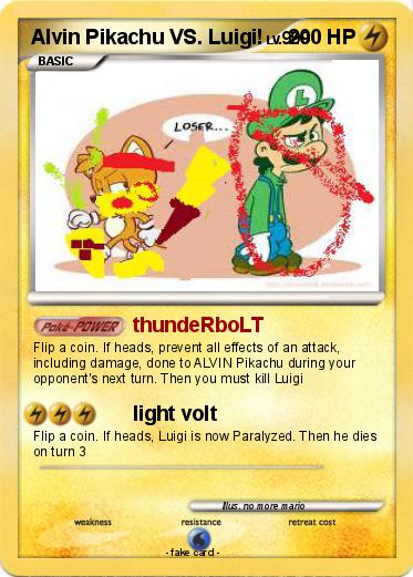 Pokemon Alvin Pikachu VS. Luigi!