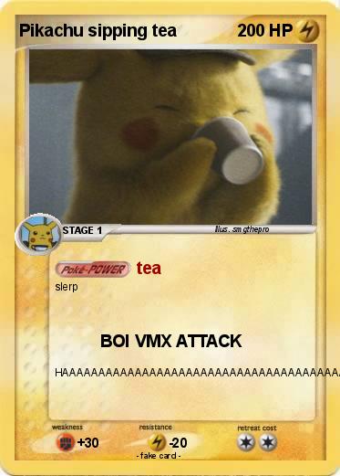 Pokemon Pikachu sipping tea