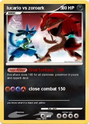 Pokemon lucario vs zoroark             3