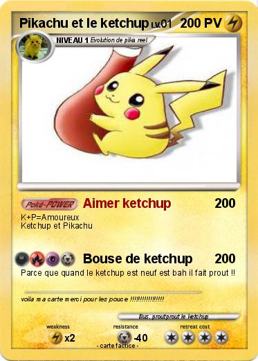 Pokemon Pikachu et le ketchup