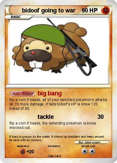 Pokemon bidoof going to war