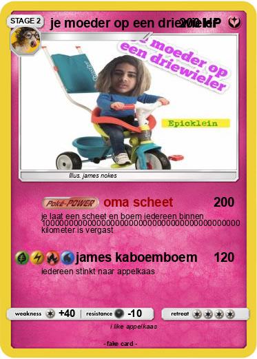 Pokemon je moeder op een driewieler