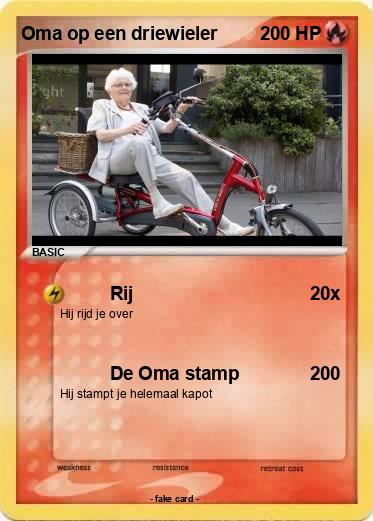 Pokemon Oma op een driewieler