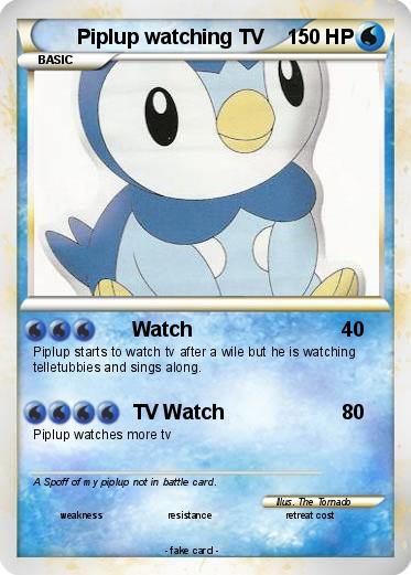 Pokemon Piplup watching TV