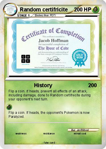 Pokemon Random certifricite