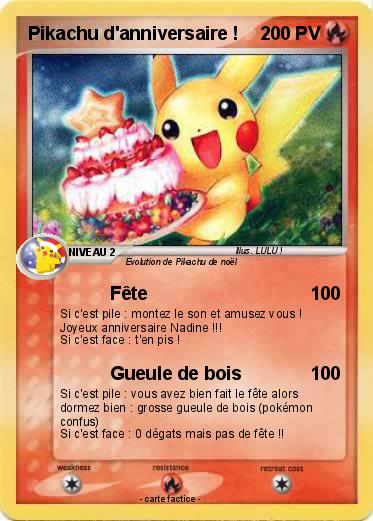 Pokemon Pikachu d'anniversaire !