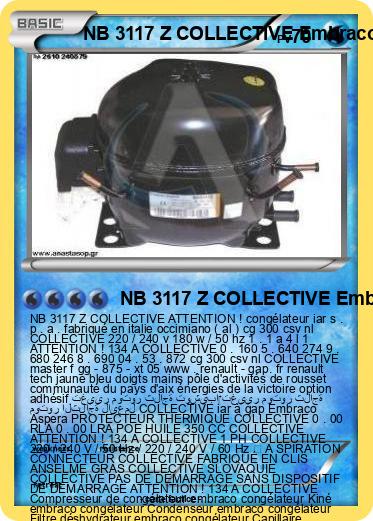 Pokemon NB 3117 Z COLLECTIVE Embraco