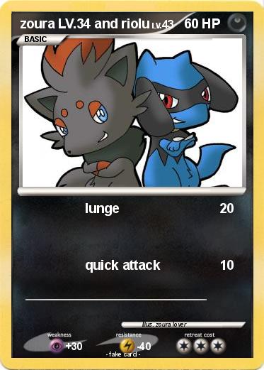 Pokemon zoura LV.34 and riolu