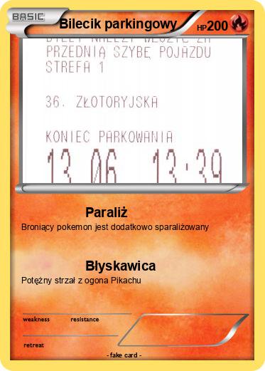 Pokemon Bilecik parkingowy