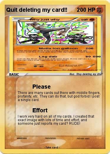 Pokemon Quit deleting my card!!