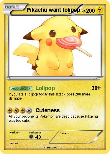 Pokemon Pikachu want lolipop